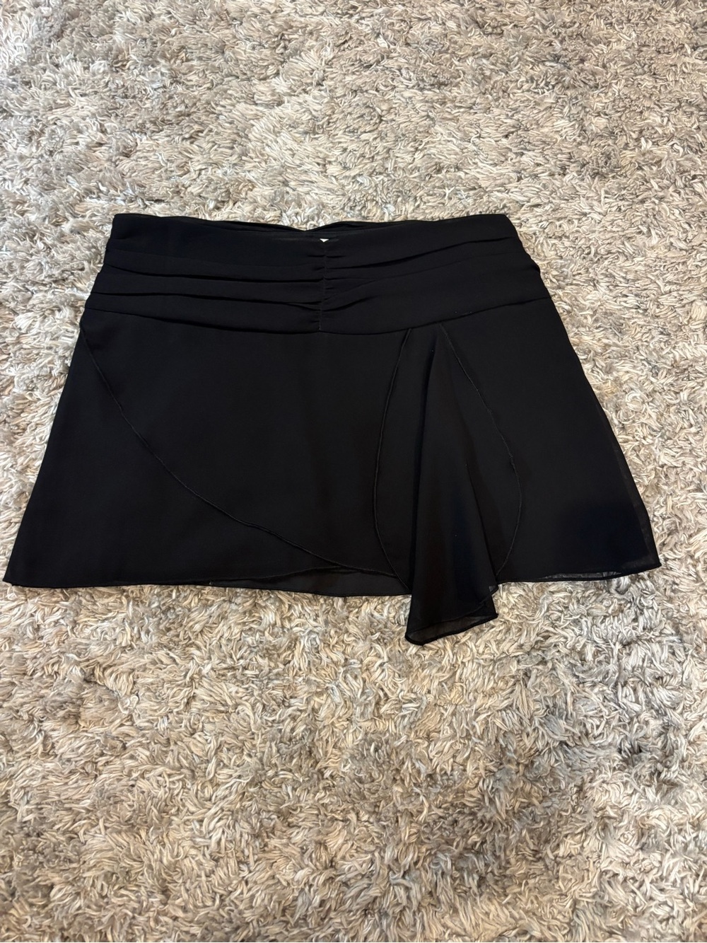 More to Come Black Ruffle Detail Mini Skirt